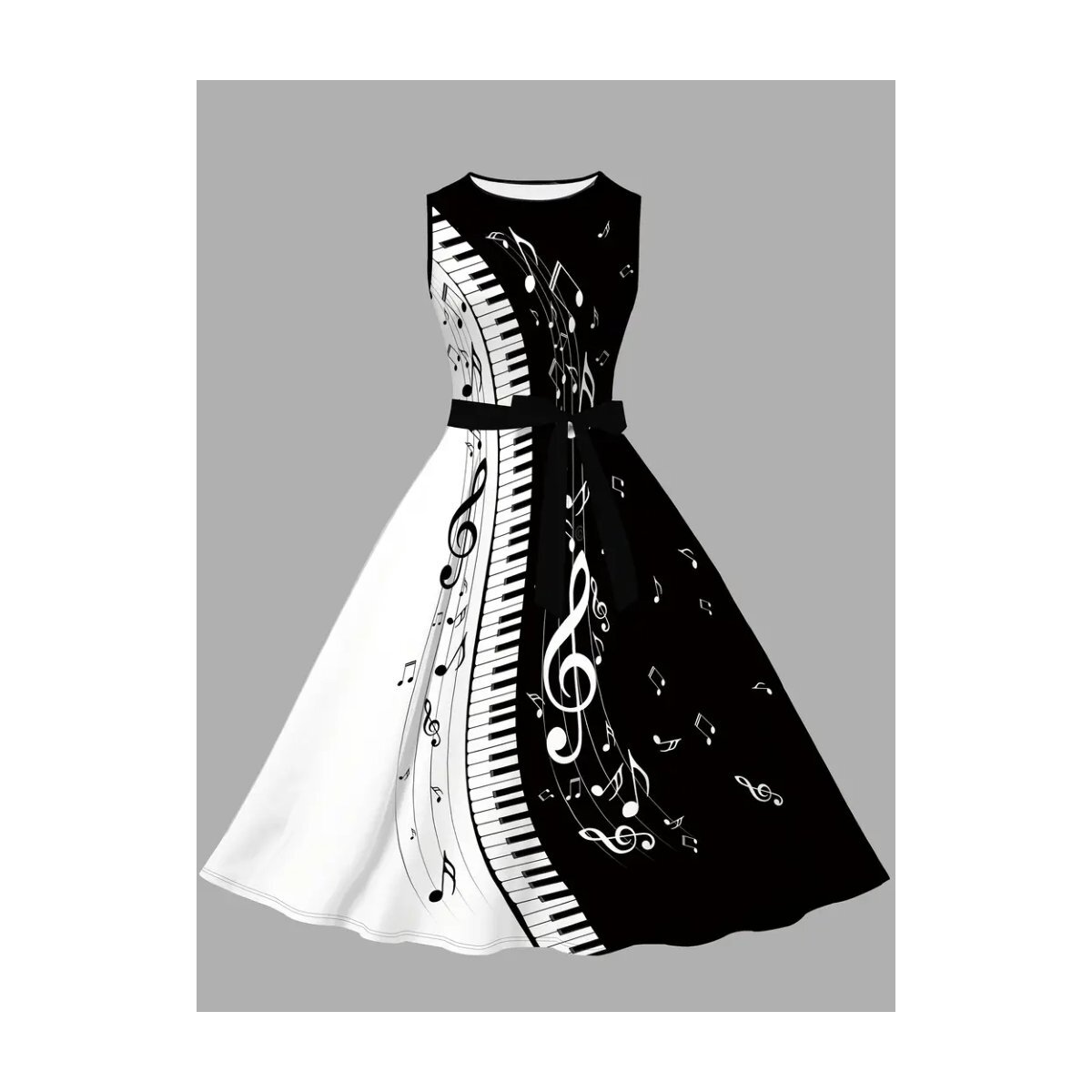 ROCK-HUS Kleid Swing the Music Schwarz Weiss L