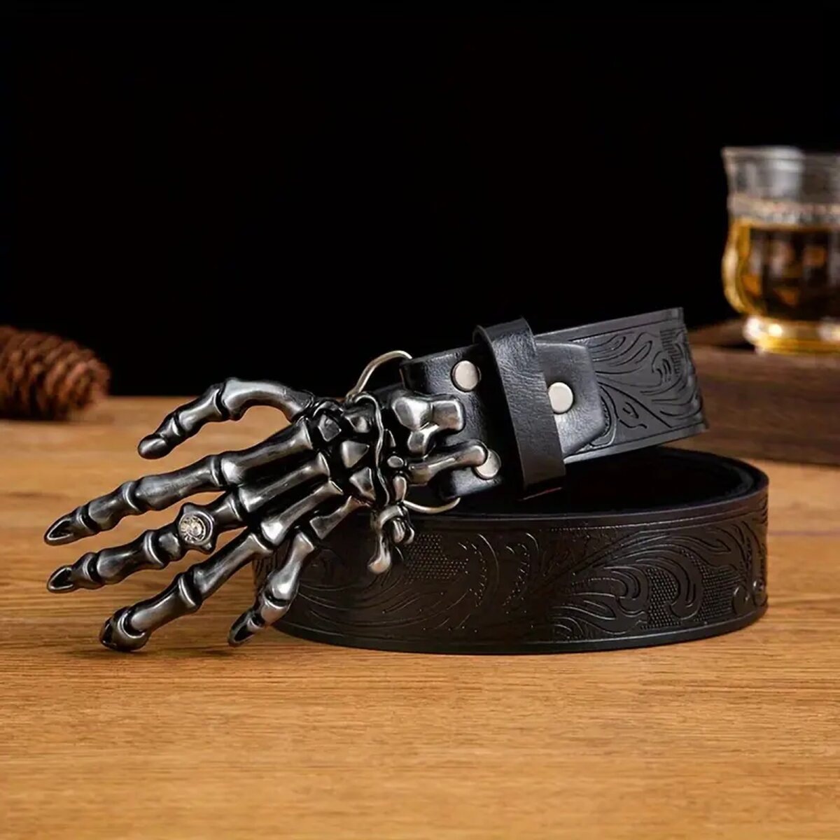 ROCK-HUS Gürtel mit Schnalle Geisterklaue Schwarz 120cm