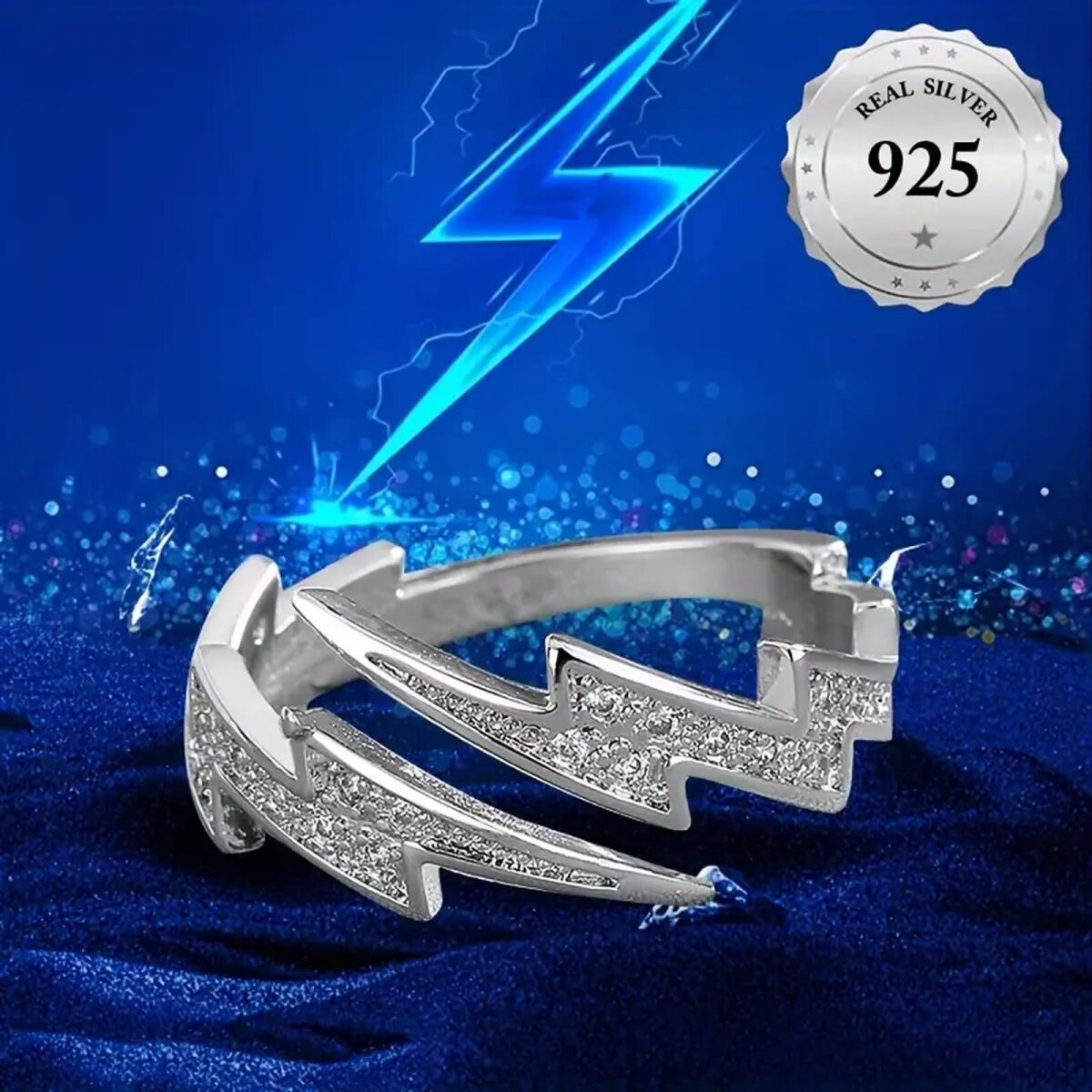 ROCK-HUS Ring 925 Serling Silber Lightning mit Zirkonia - 18 mm