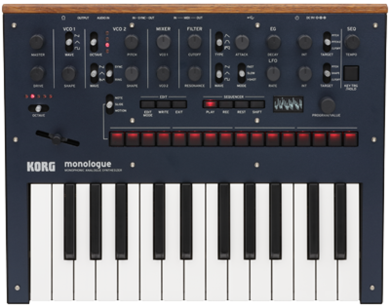 KORG Synthesizer, analog, monologue, 25 Tasten, blau