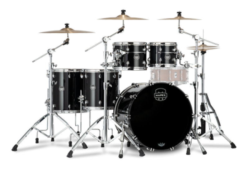 MAPEX Shellset, Saturn Evolution Birch, Stage+, Piano Black #PB