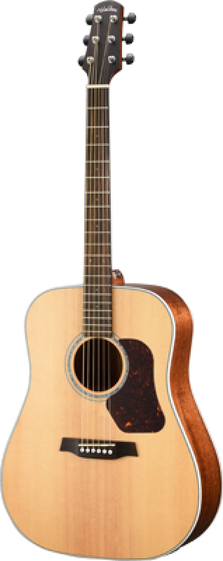 WALDEN Westerngitarre, Dreadnought, vollmassiv, Satinlack, EQ, Tasche