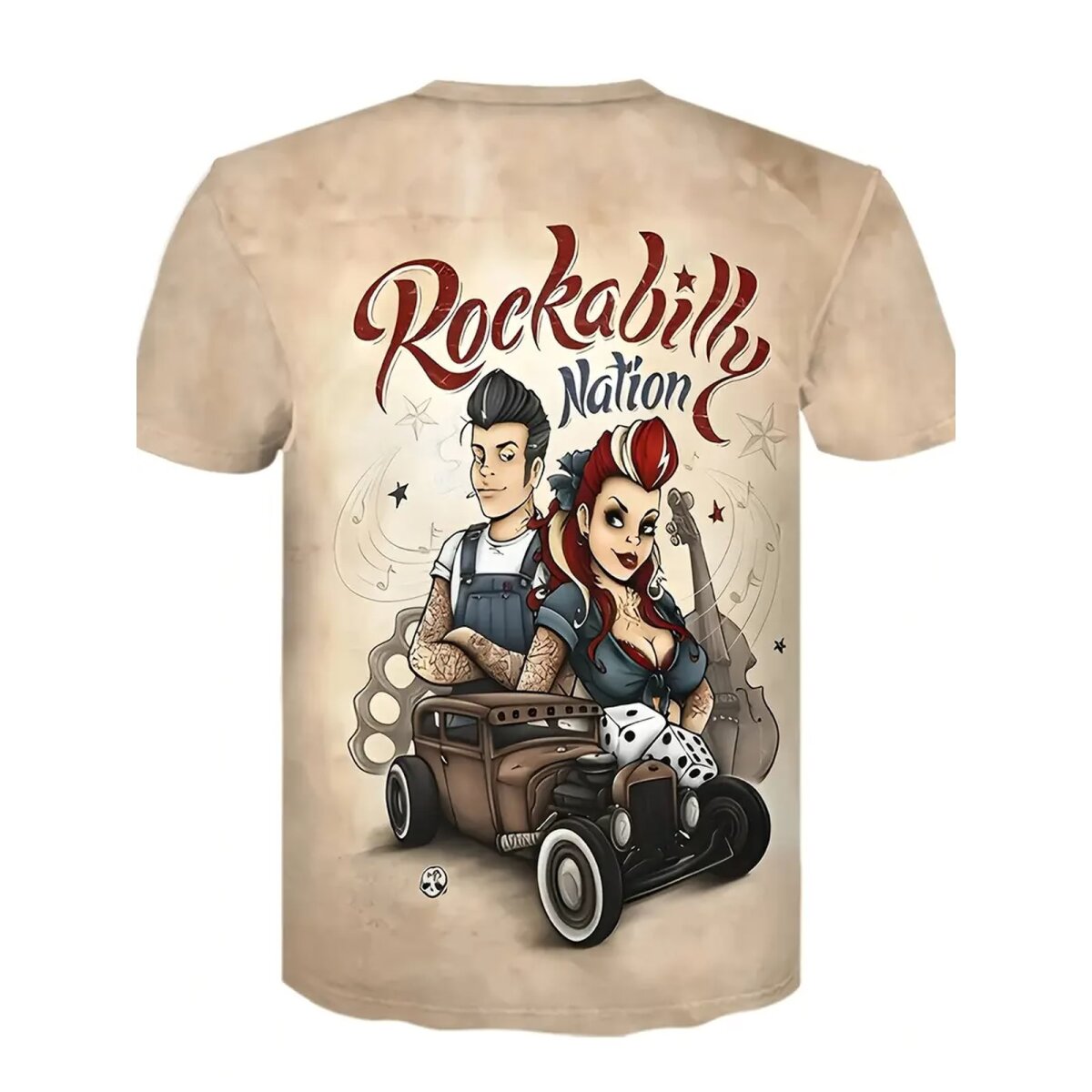 ROCK-HUS T-Shirt Rockabilly Nation Apricot