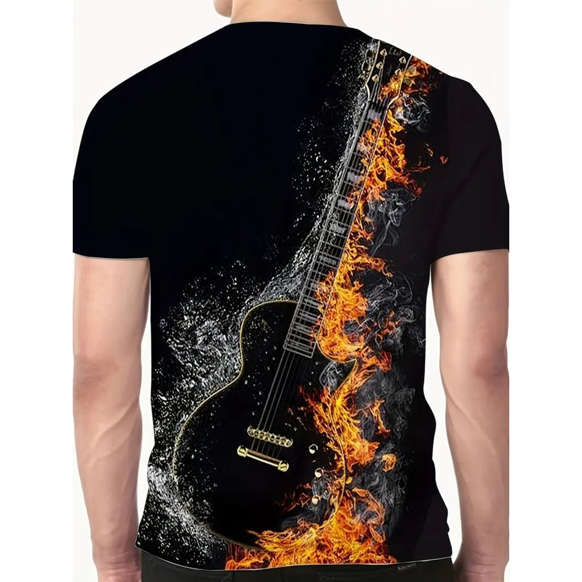 ROCK-HUS T-Shirt in Black Flames L