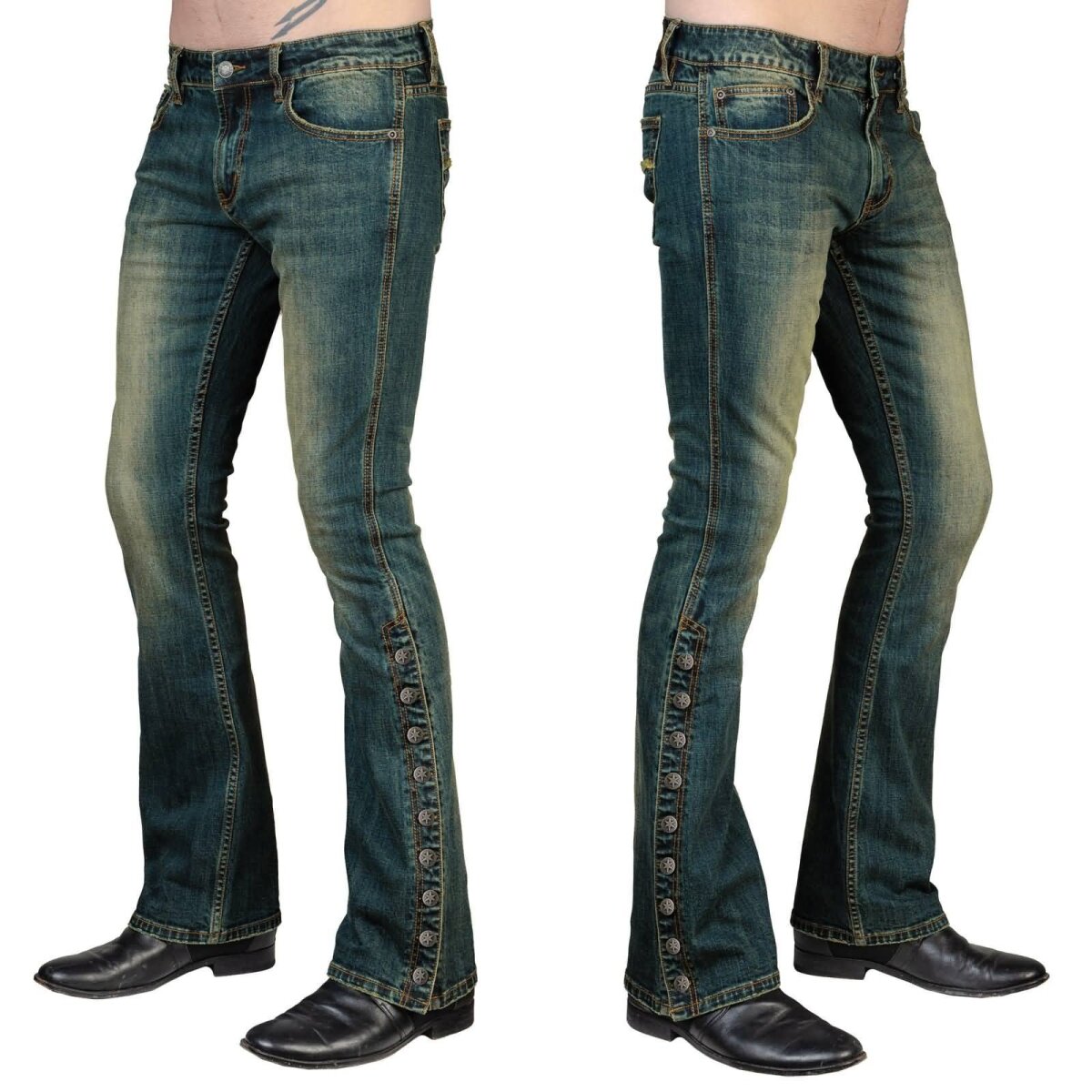 WORNSTAR Herren Essentials Collection Hellraiser Side Button Jeans - Vintage Blue 32
