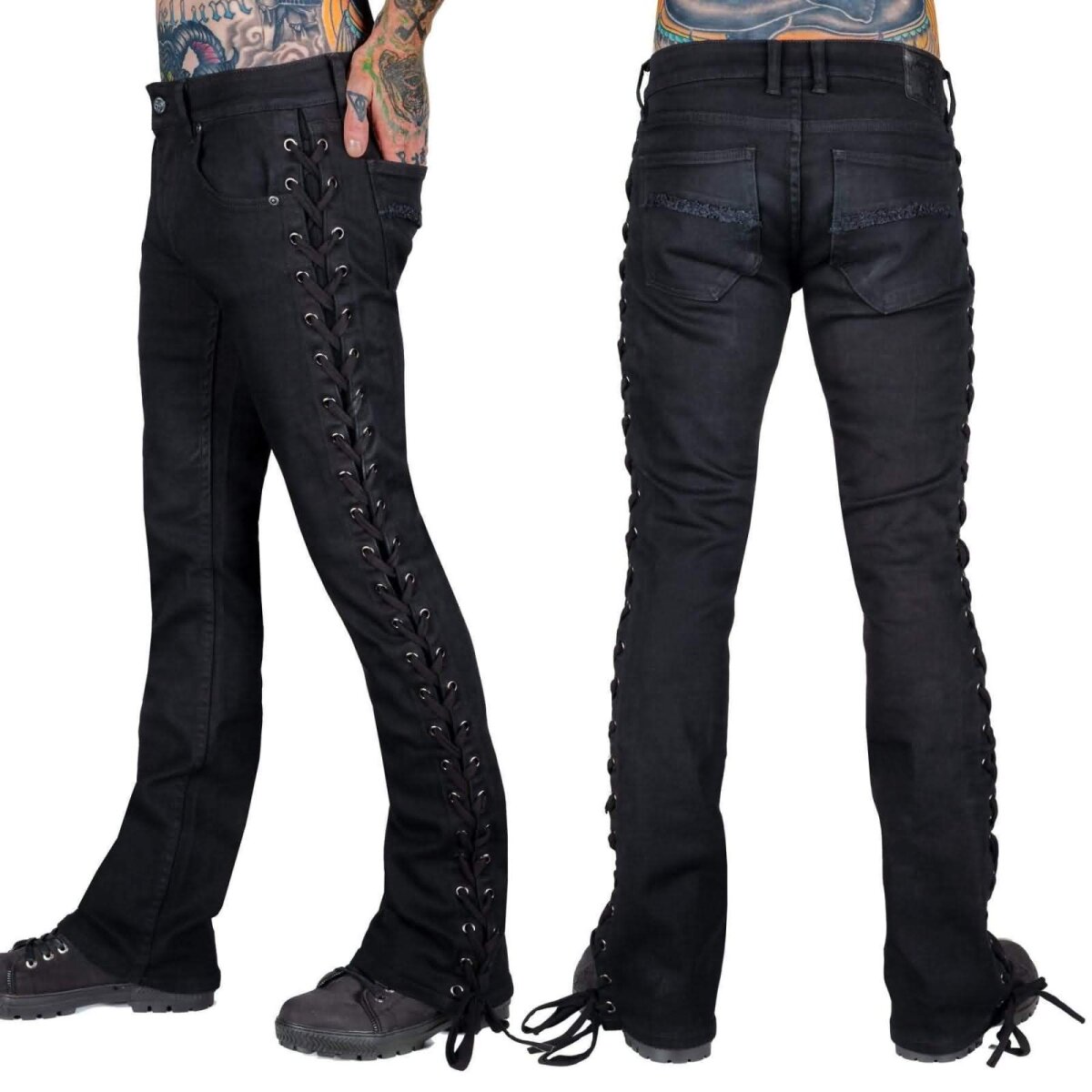 WORNSTAR Unisex Essentials Collection Hellraiser Side Laced Jeans schwarz 31