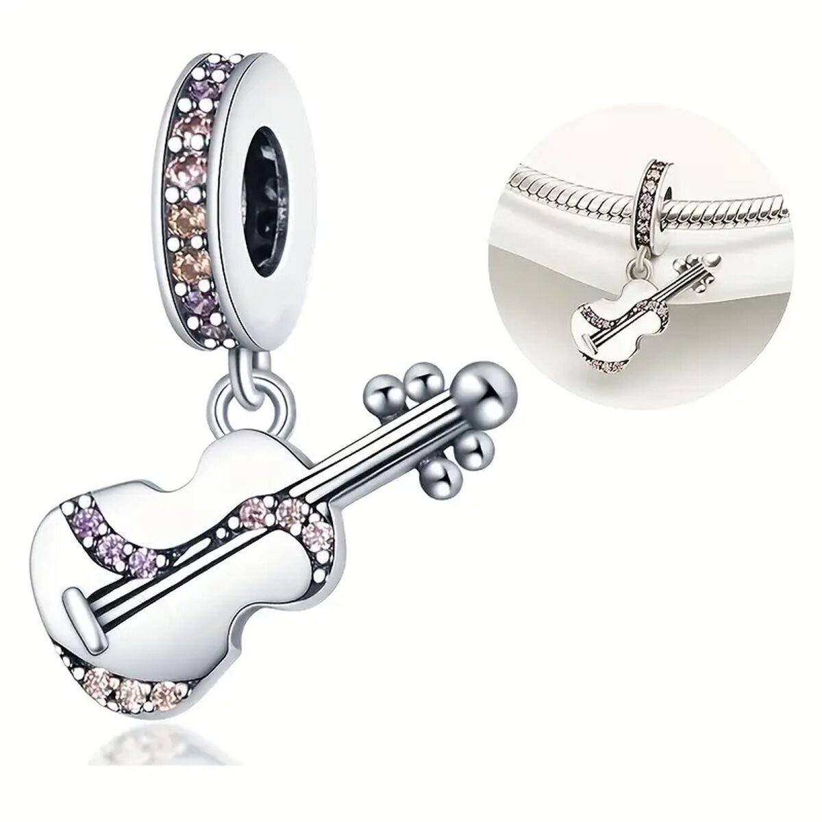 ROCK-HUS Anhänger Strassring mit Geige versilbert