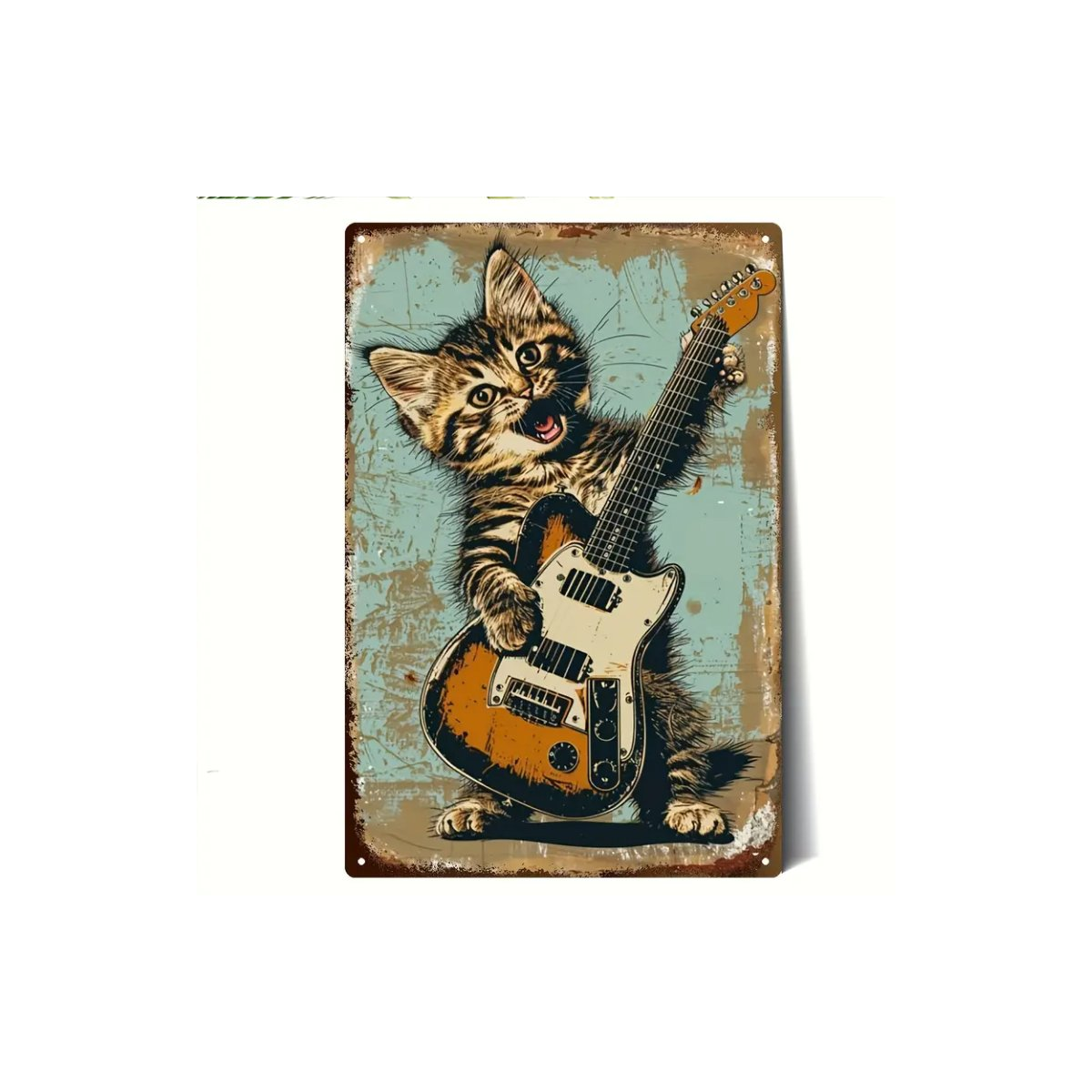ROCK-HUS Metallschild 20x30cm Katze Katze spielt Telecatser