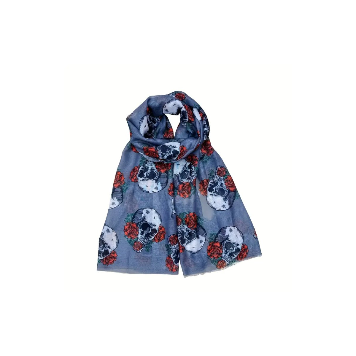 ROCK-HUS Schal Skull´n Roses Blaugrau