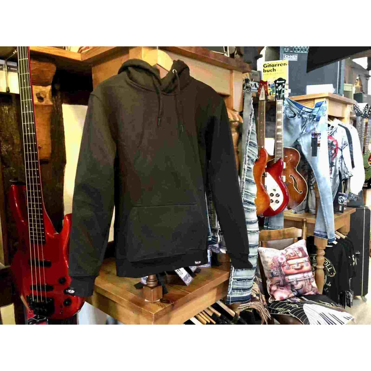 ROCK-HUS Unisex Hoodie Schwarz Grosser Bassschlüssel auf dem Rücken XXL