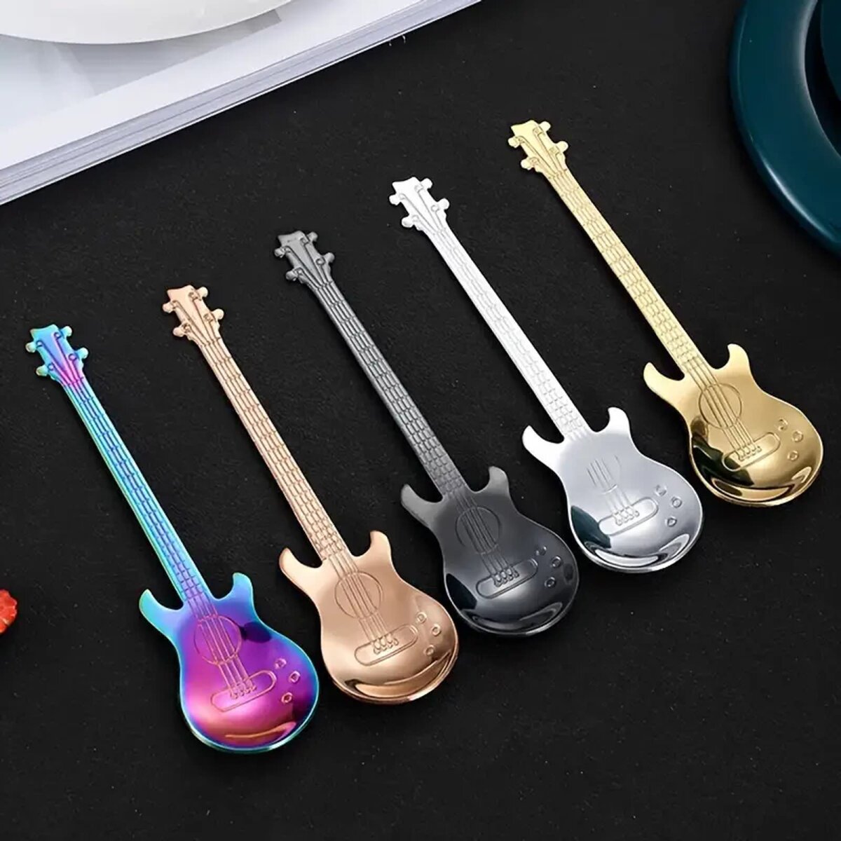 ROCK-HUS Teelöffel Bassgitarre Silber