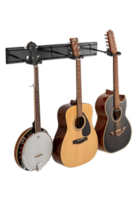 HERCULES Slatwall, für 3 Gitarren, 2x Slatwall, inkl. 3x Wandhalter HC
