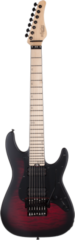 SCHECTER E-Gitarre, Miles Dimitri Baker-7 FR, Crimson Red Burst Satin