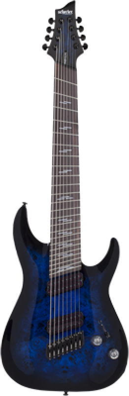 SCHECTER E-Gitarre, Omen Elite 8, MultiScale, See Thru Blue Burst
