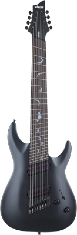 SCHECTER E-Gitarre, Damien 8, MultiScale, Satin Black