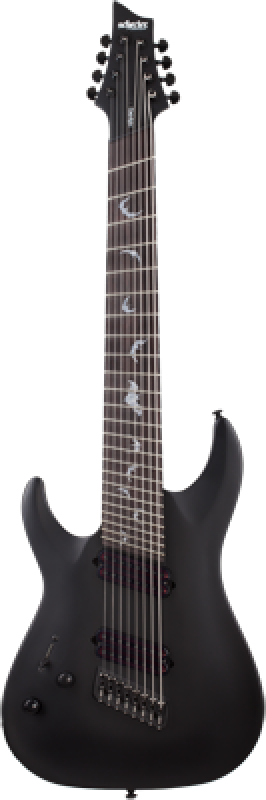 SCHECTER E-Gitarre, Damien 8, MultiScale, Satin Black, Linkshänder