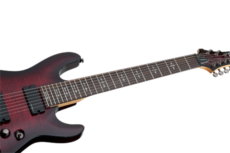 SCHECTER E-Gitarre, Demon 7, Crimson Red Burst
