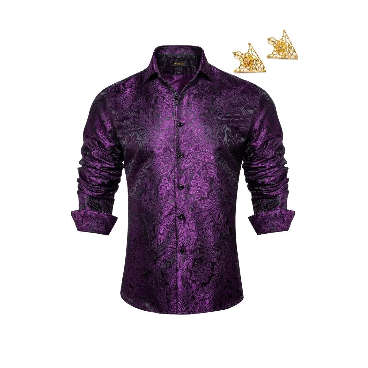 ROCK-HUS Hemd Lila-Schwarz Brokat-Art 3XL