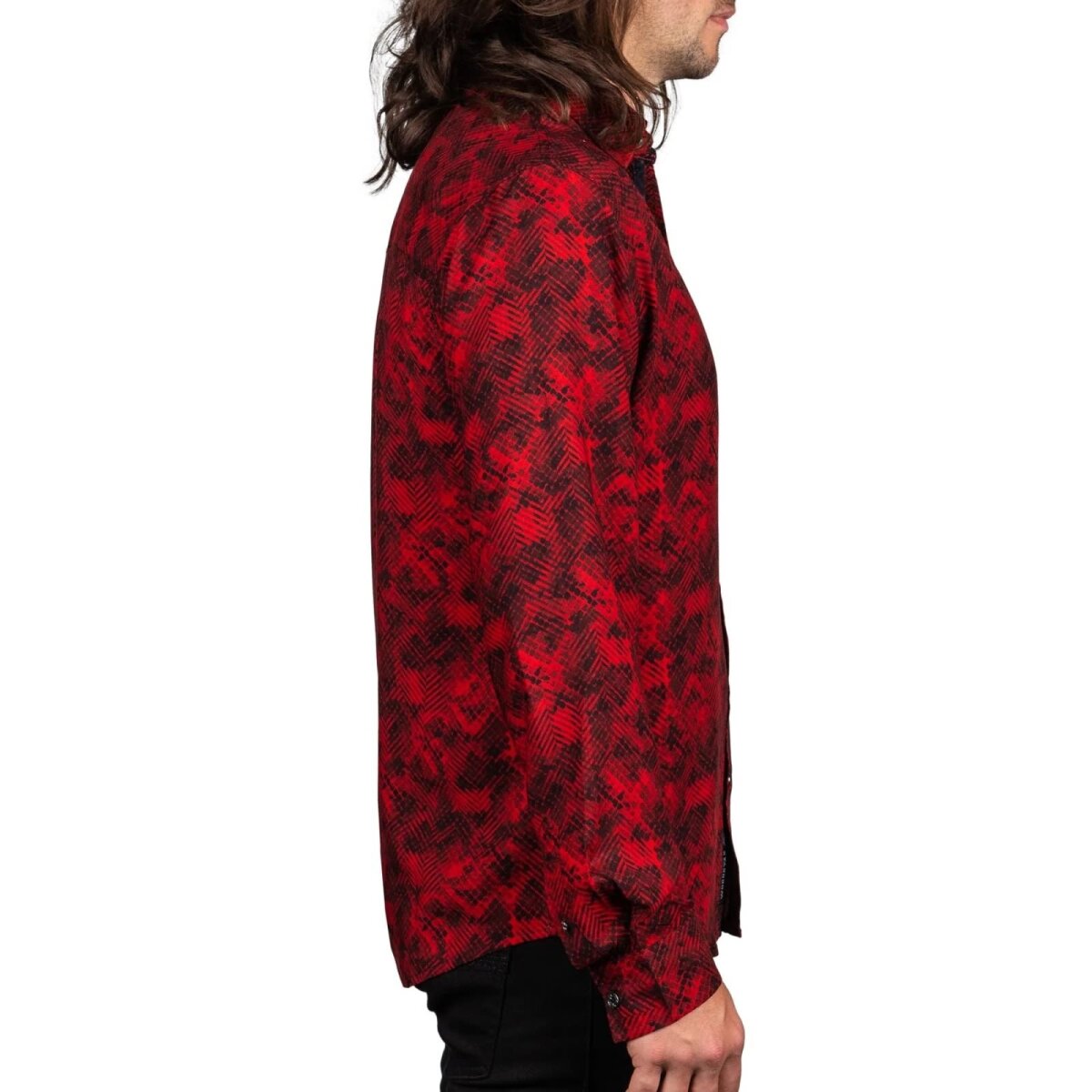 WORNSTAR Herren Rocknrolla Collection Diablero Long Sleeve Button Down Shirt rot