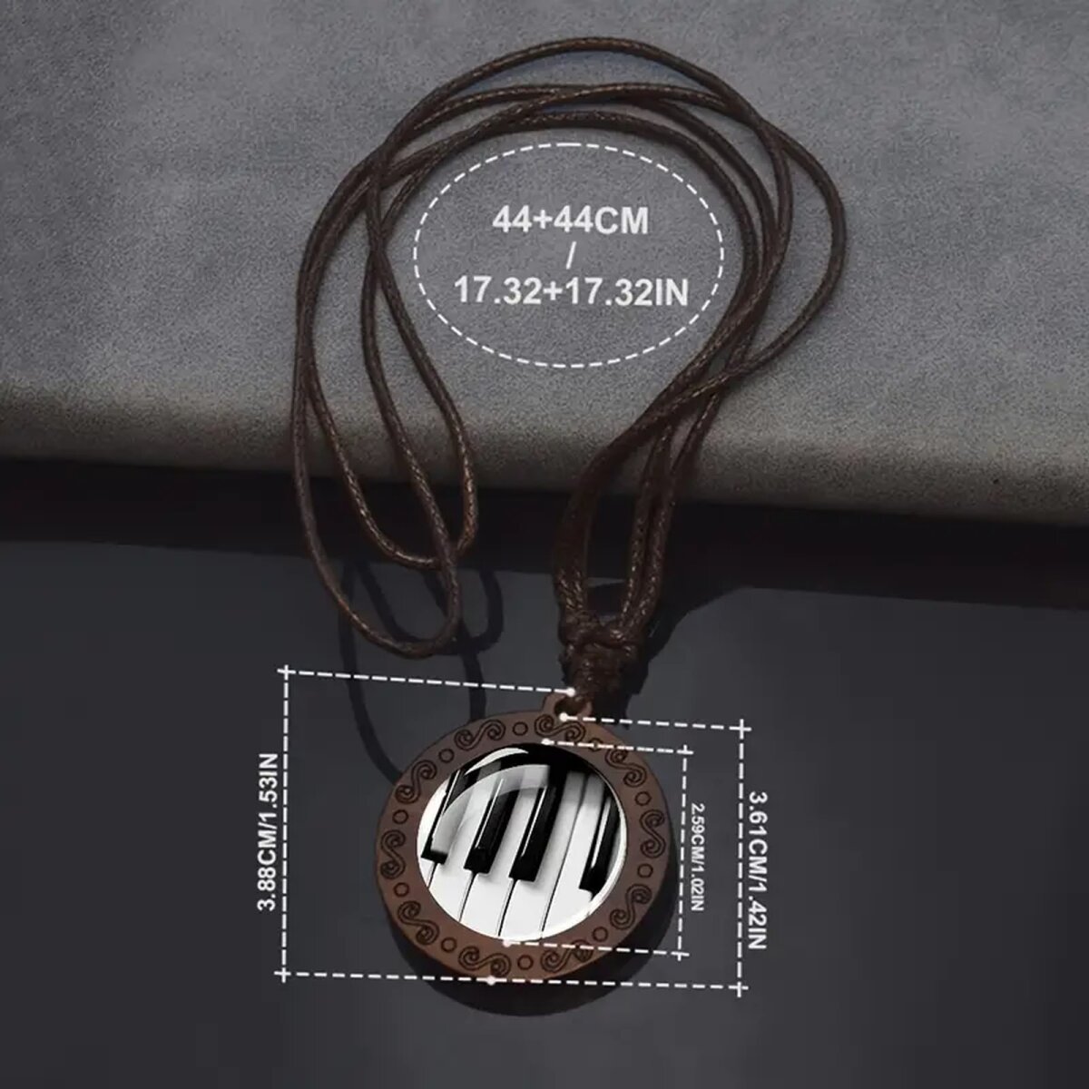 ROCK-HUS Kette Leder mit Anhänger Holz