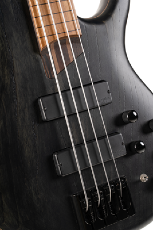 CORT Bassgitarre, B4 Element Fretless, Open Pore Trans Black