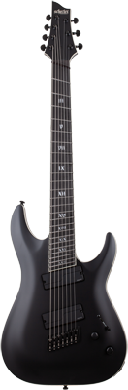 SCHECTER E-Gitarre, SLS Elite C-7 Multiscale Evil Twin, Satin Black