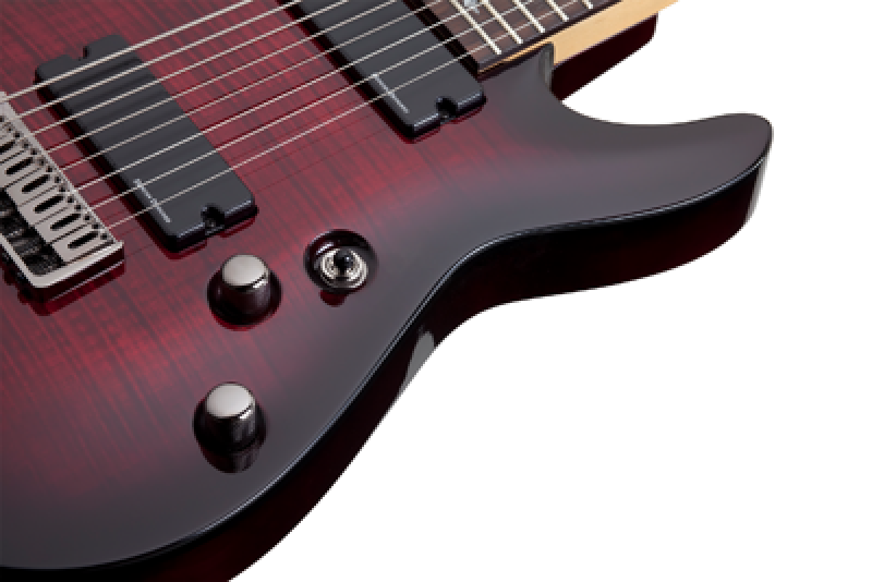 SCHECTER E-Gitarre, Demon 8, Crimson Red Burst