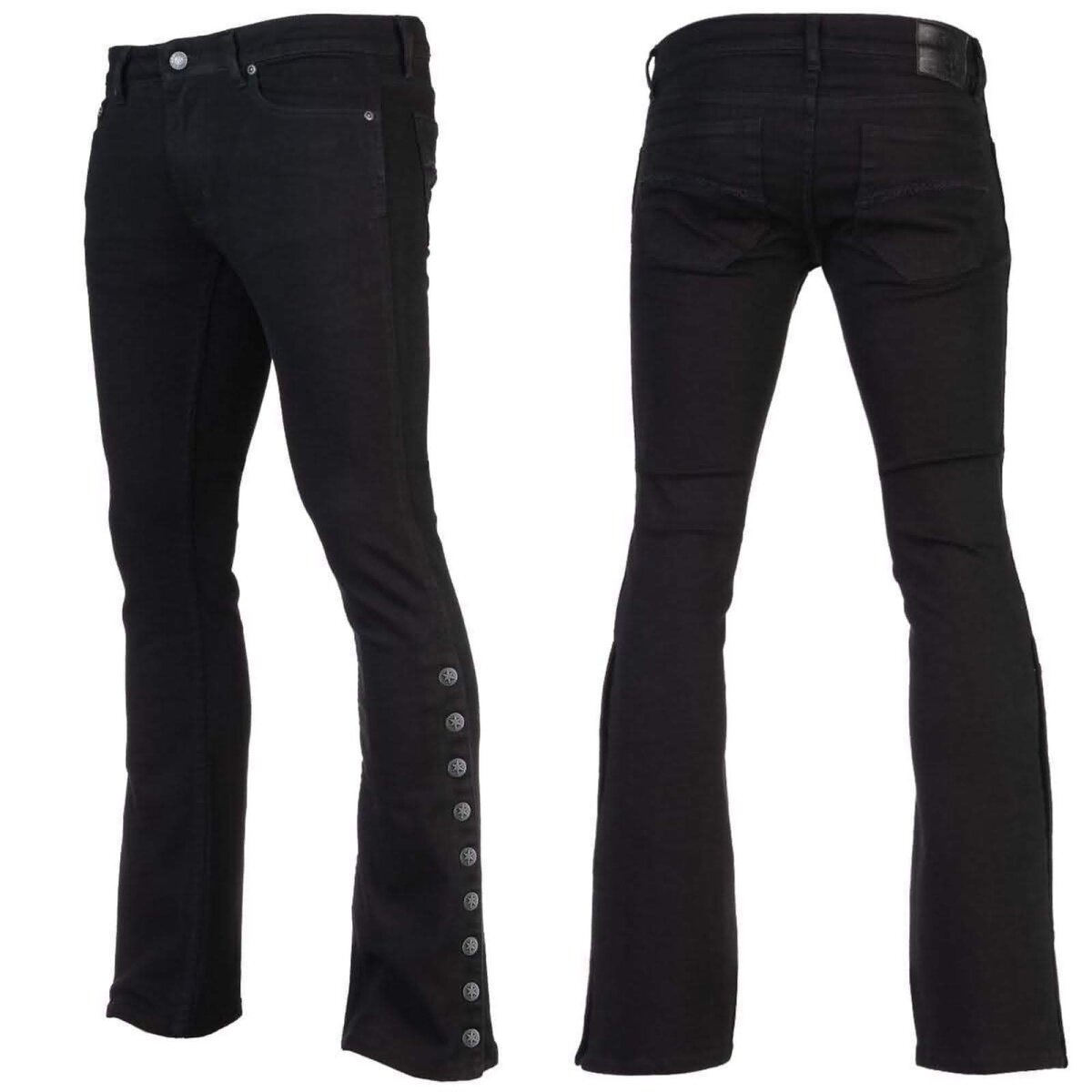 WORNSTAR Herren Essentials Collection Hellraiser Side Button Jeans - schwarz 30