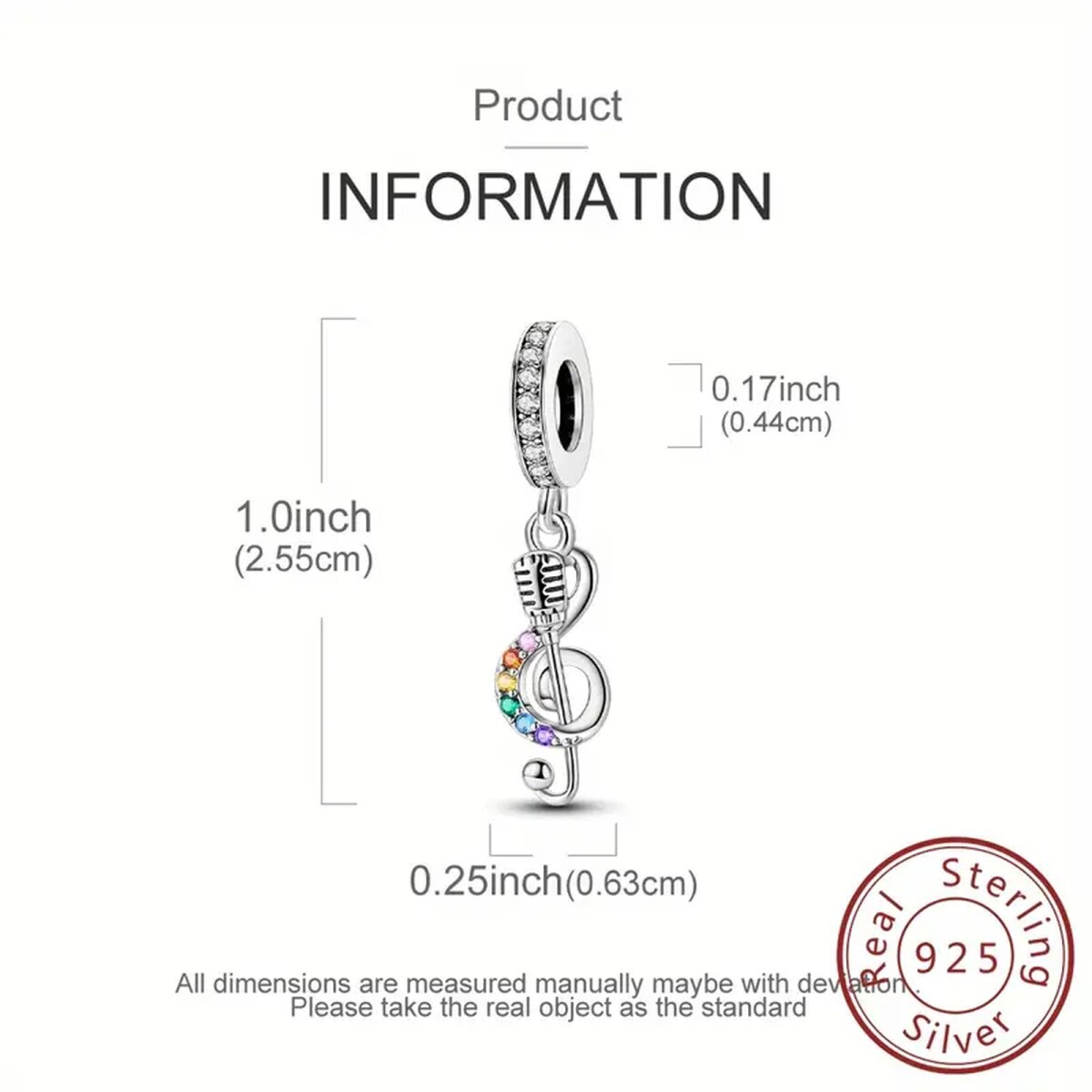 ROCK-HUS Anhänger Strassring mit Notenschlüssel und Microphon 925er Sterling Silber