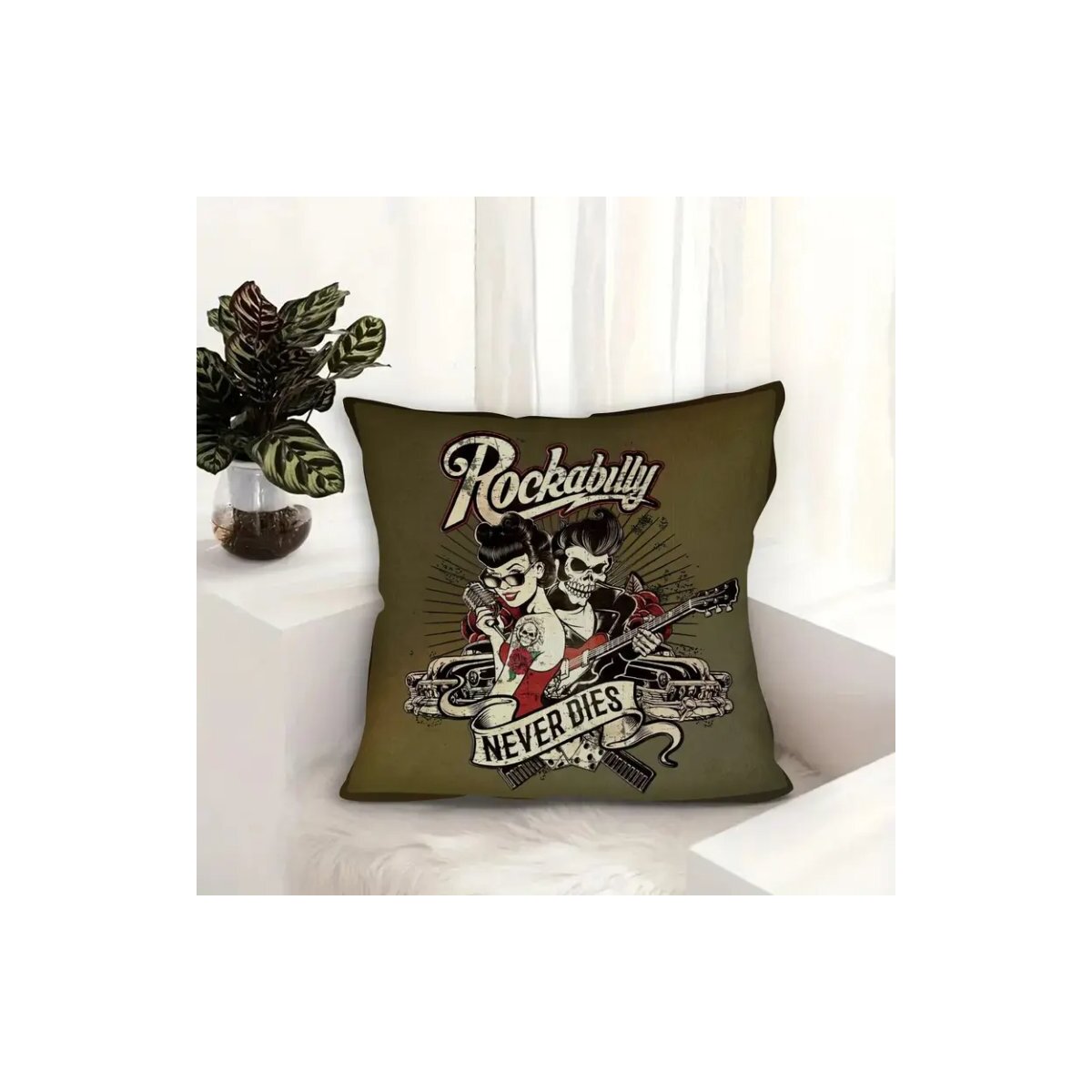 ROCK-HUS Kopfkissenbezug Rockabilly Never Dies
