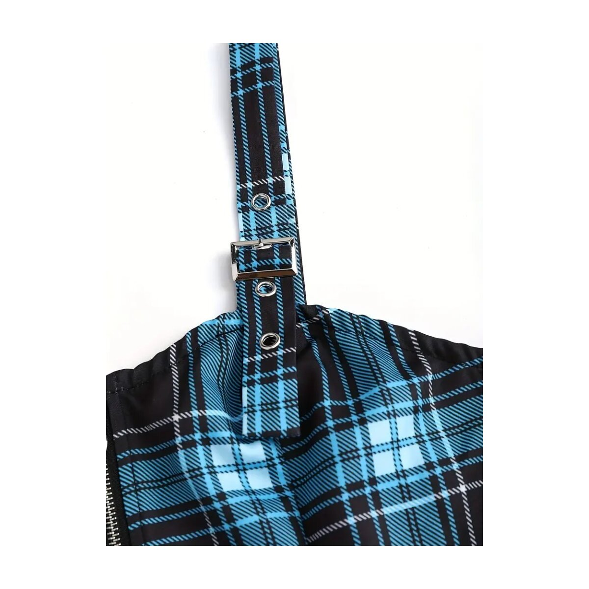 ROCK-HUS Kleid mit seitlicher Schnürung Blau-Schwarz kariert