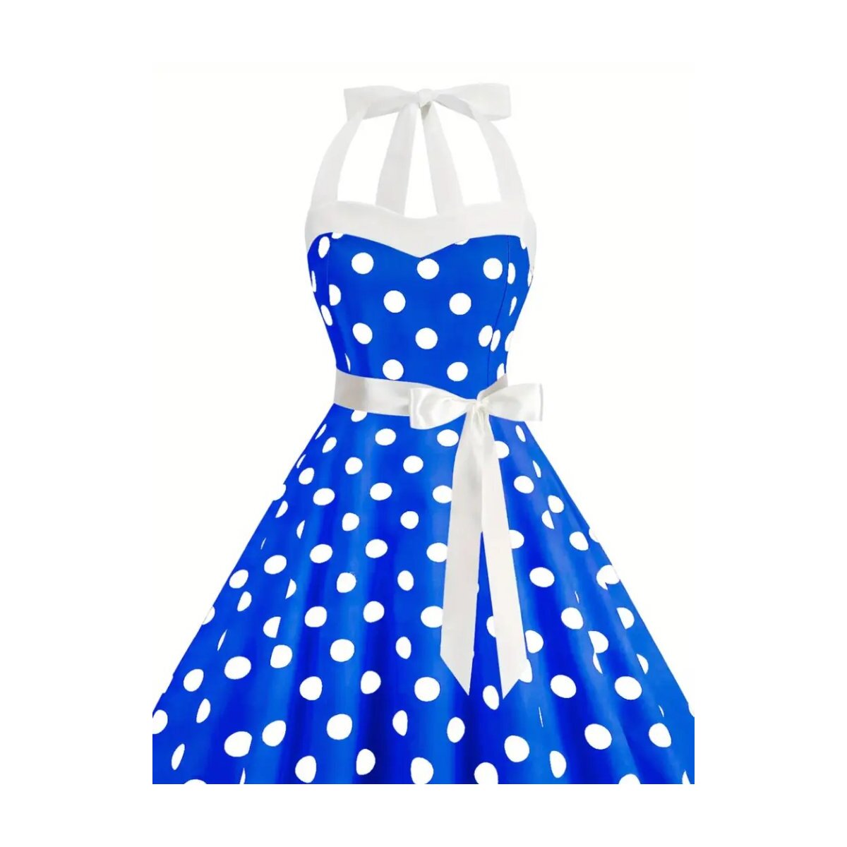 ROCK-HUS Rockabilly Kleid mit abgesetzter Nackenschnürung Polka-Dot