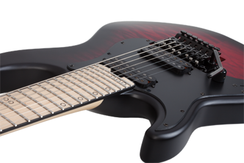 SCHECTER E-Gitarre, Miles Dimitri Baker-7 FR, Crimson Red Burst Satin,