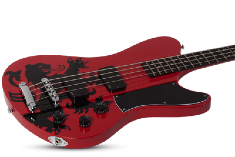 SCHECTER Bassgitarre, Signature Simon Gallup Ultra Bass, Red/Black