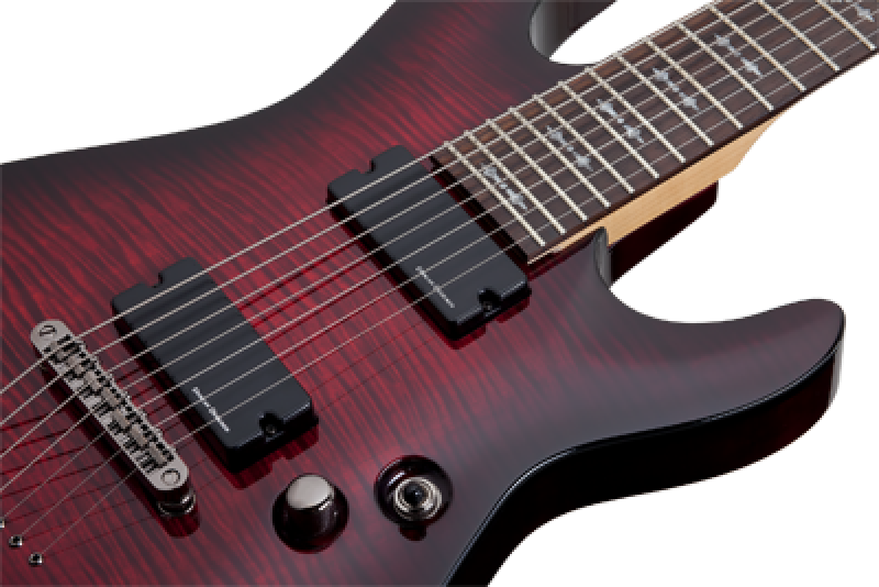 SCHECTER E-Gitarre, Demon 7, Crimson Red Burst