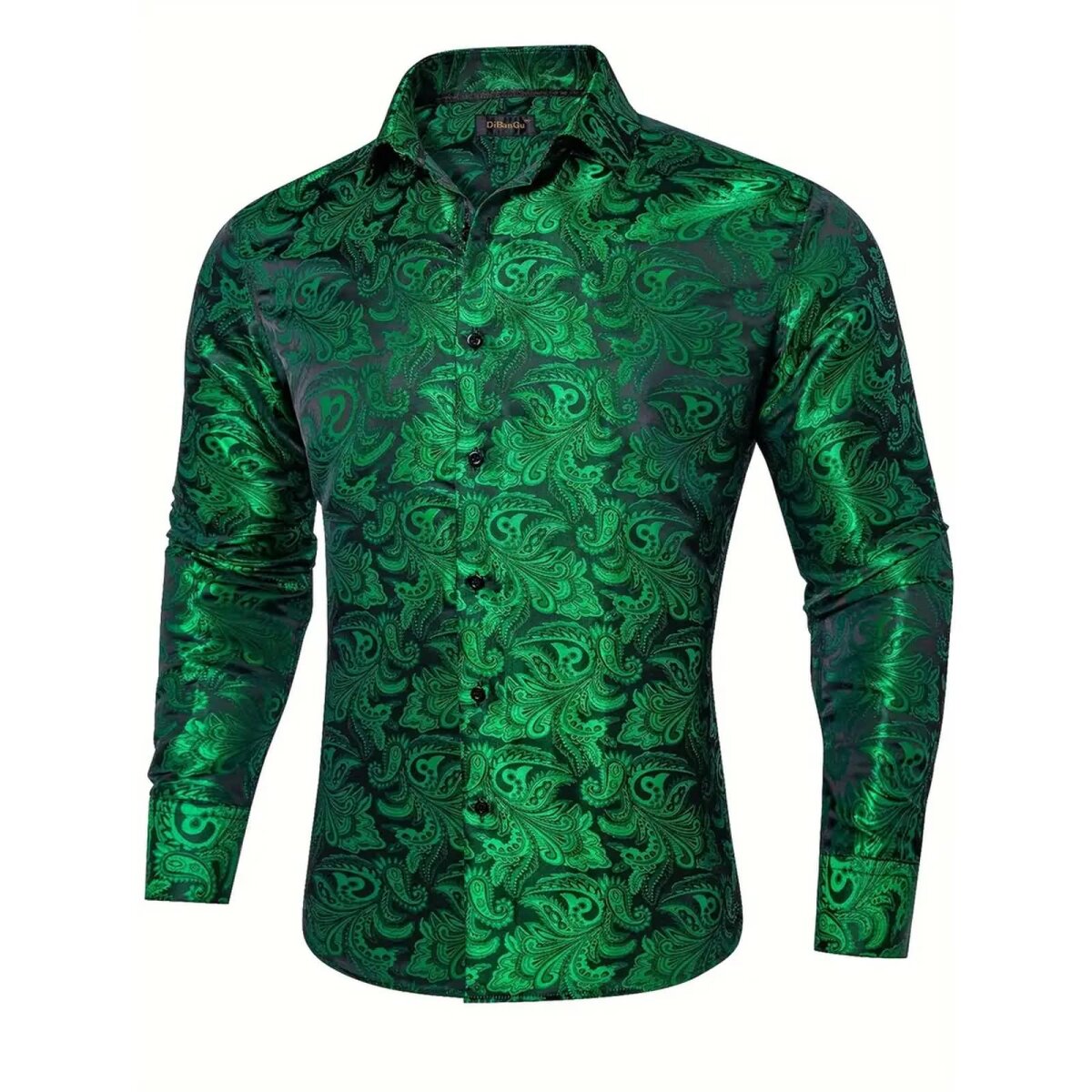 ROCK-HUS Hemd Grün-Schwarz Brokat-Art