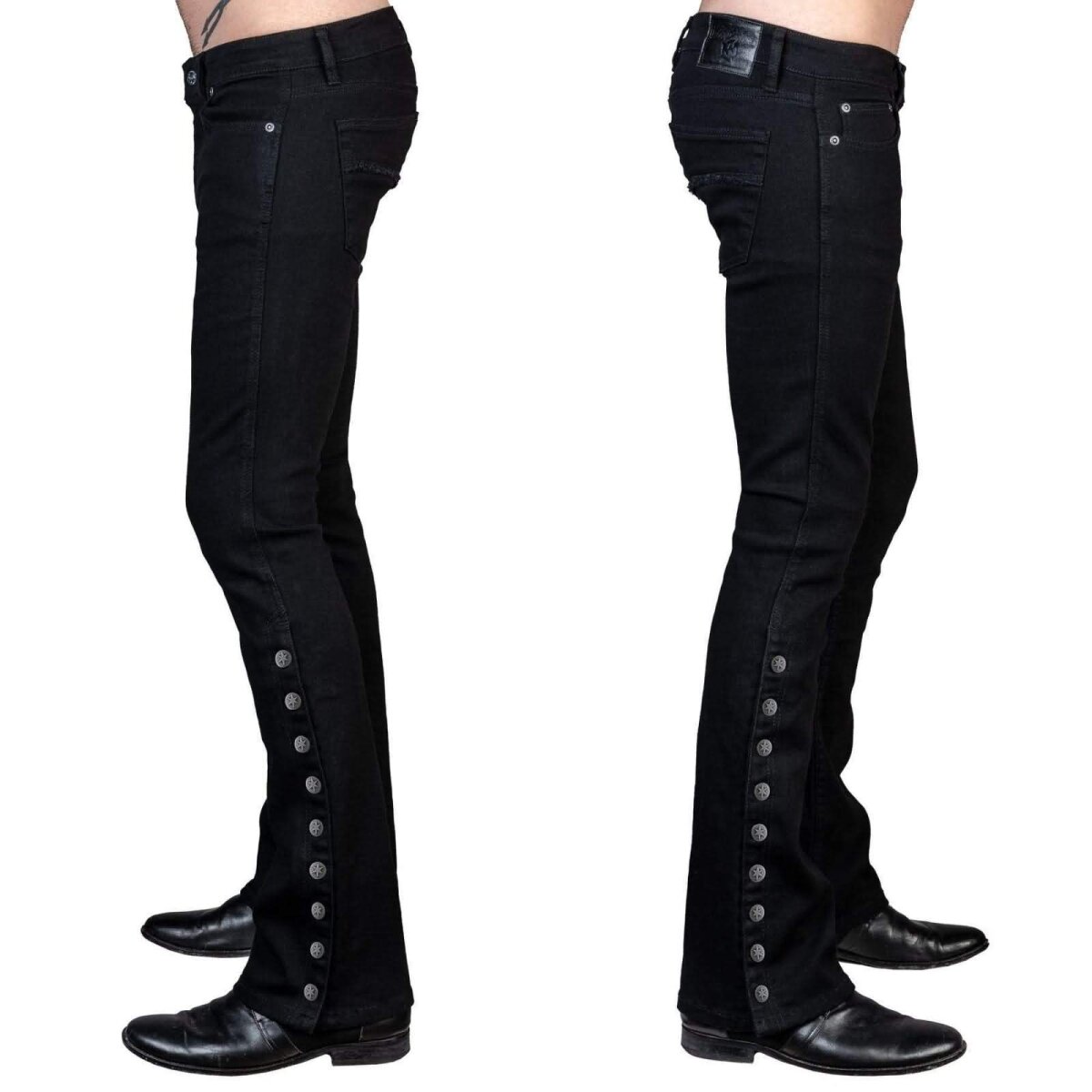 WORNSTAR Herren Essentials Collection Hellraiser Side Button Jeans - schwarz 32