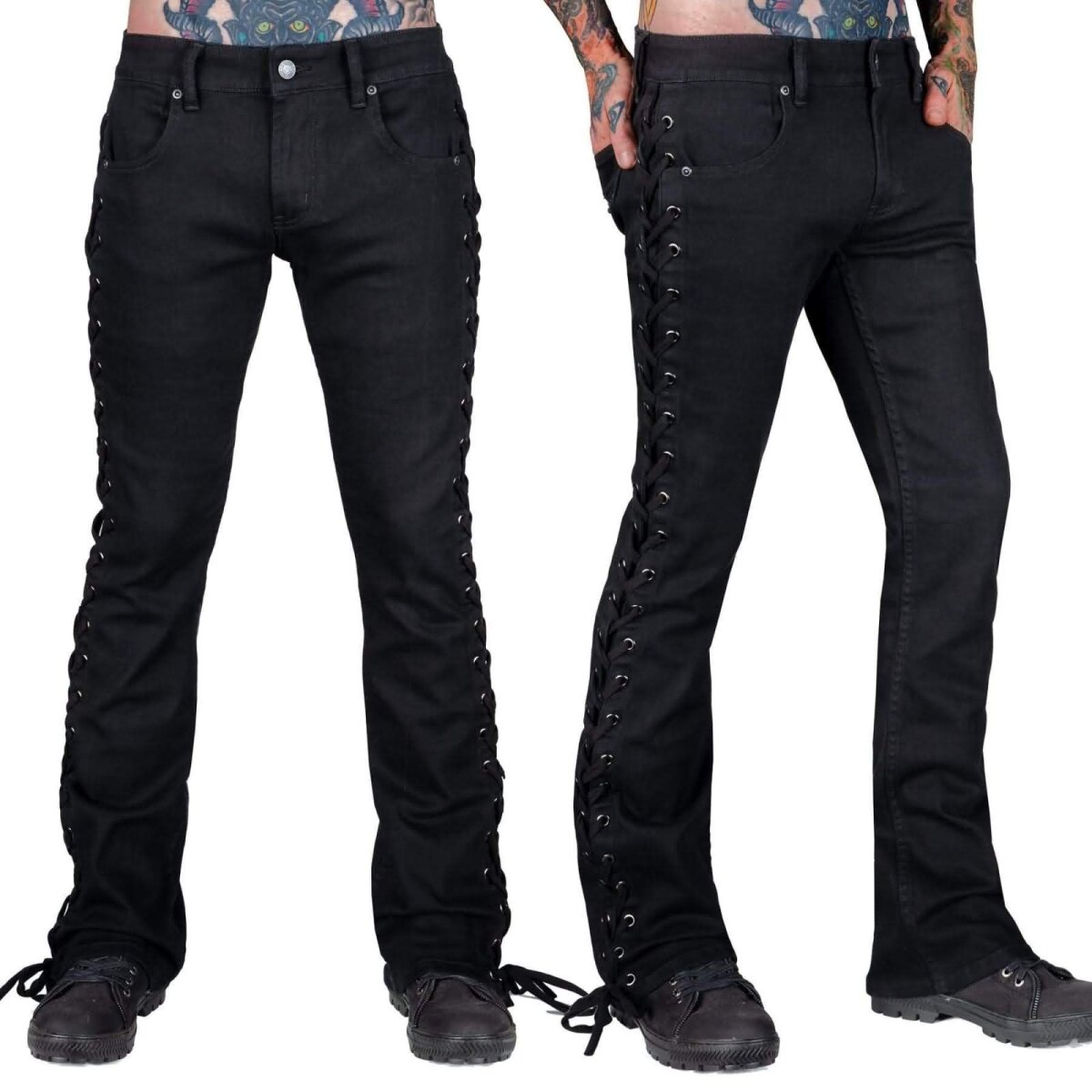 WORNSTAR Unisex Essentials Collection Hellraiser Side Laced Jeans schwarz
