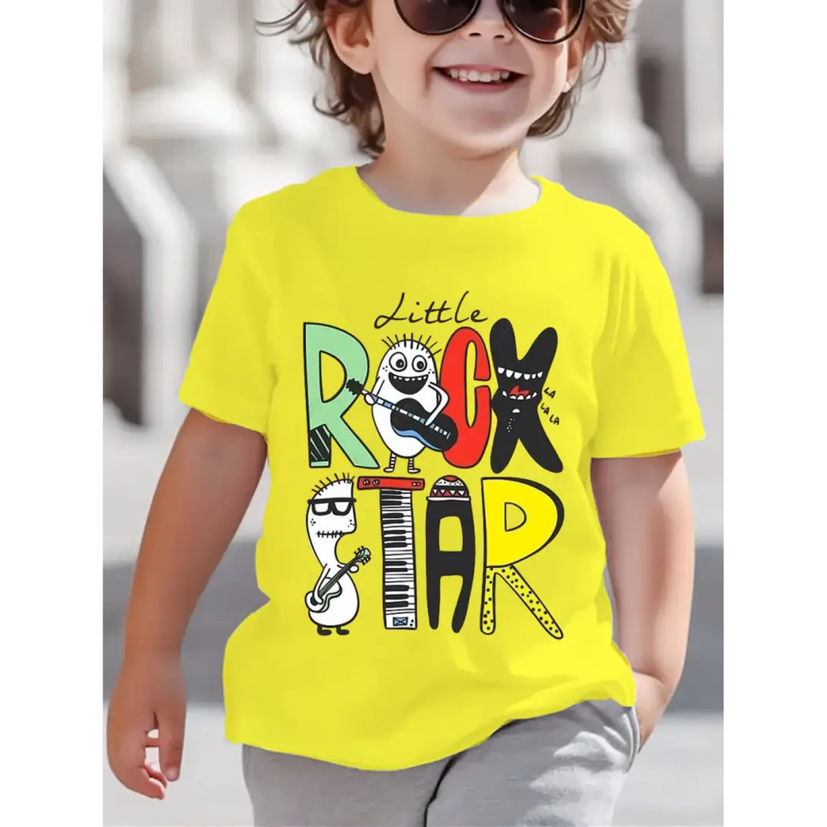 ROCK-HUS T-Shirt "Little Rock Star" Bunt Gelb 92-104