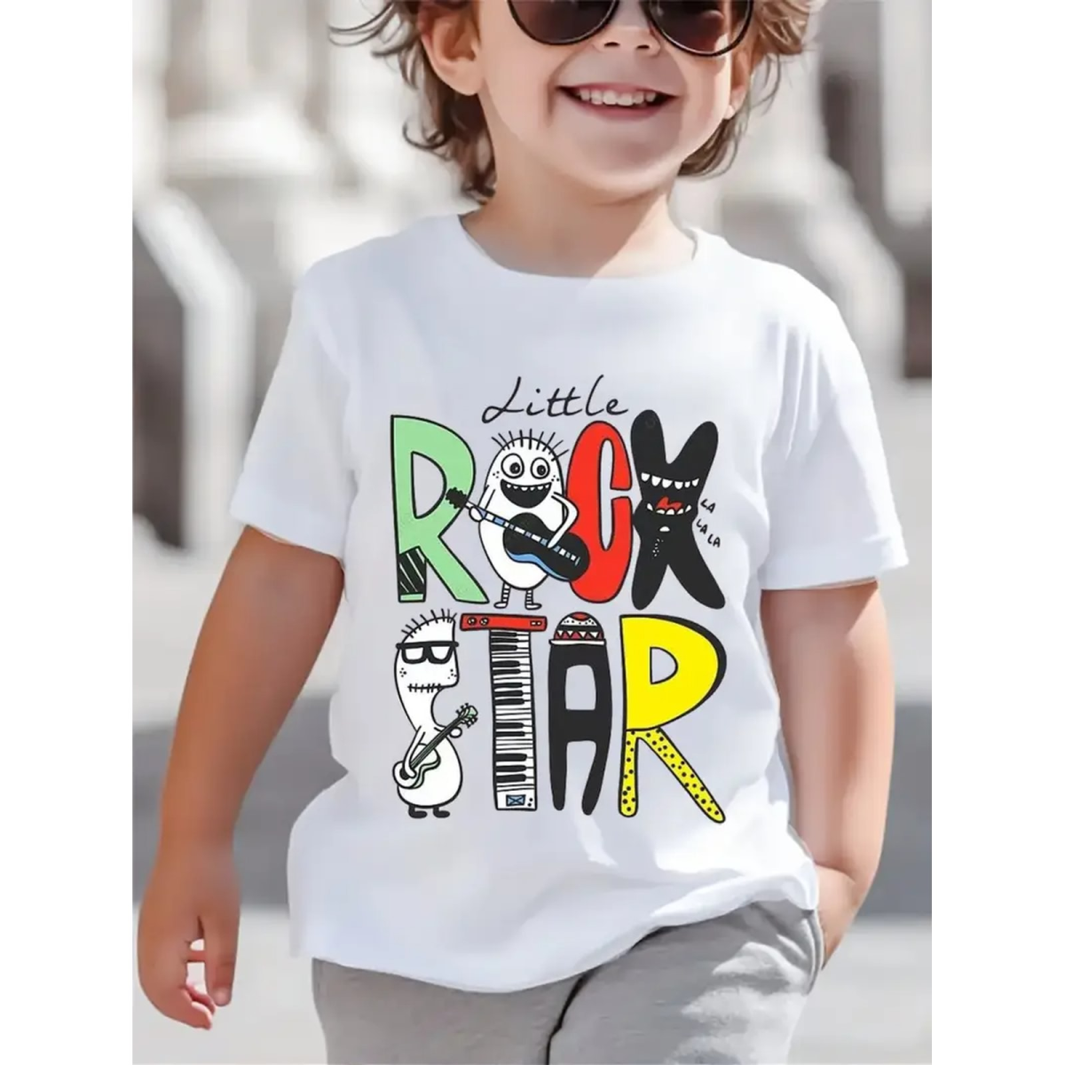 ROCK-HUS T-Shirt "Little Rock Star" Bunt Weiss 116-128