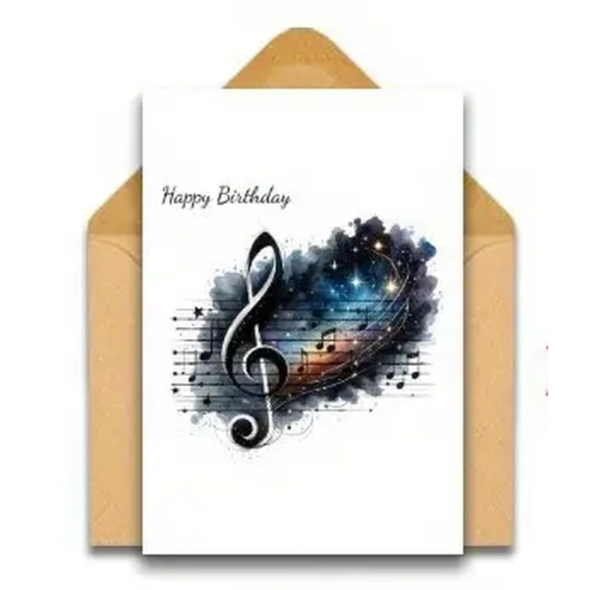 ROCK-HUS Glückwunschkarte Musiksymbole Notengalaxie
