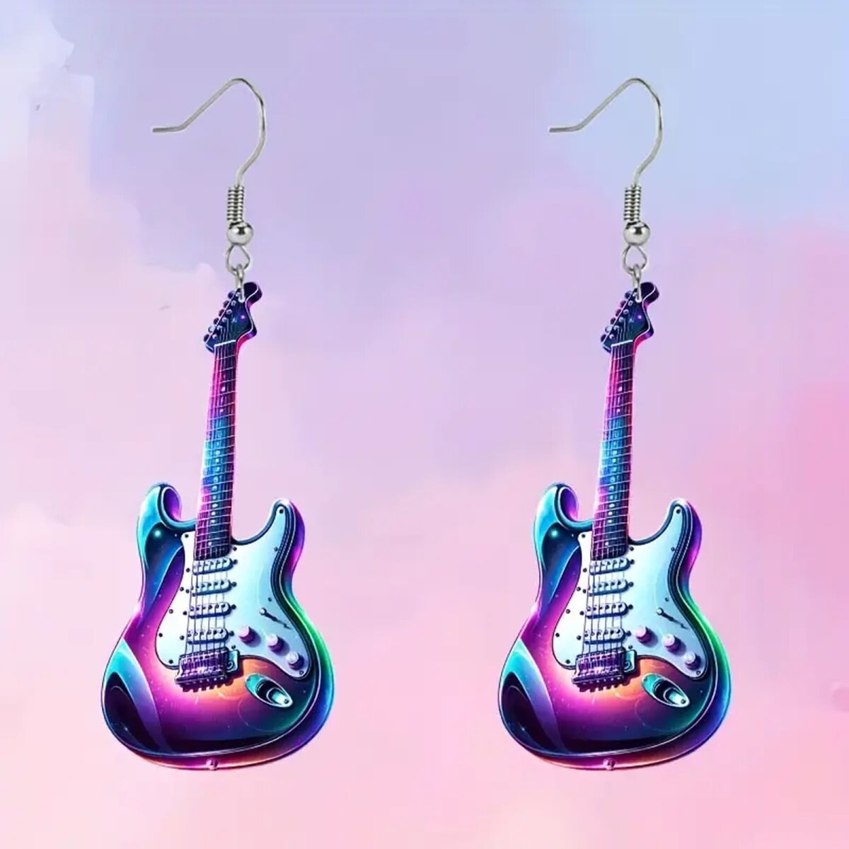 Rock-Hus Ohrringe Gitarre Acryl Bunt