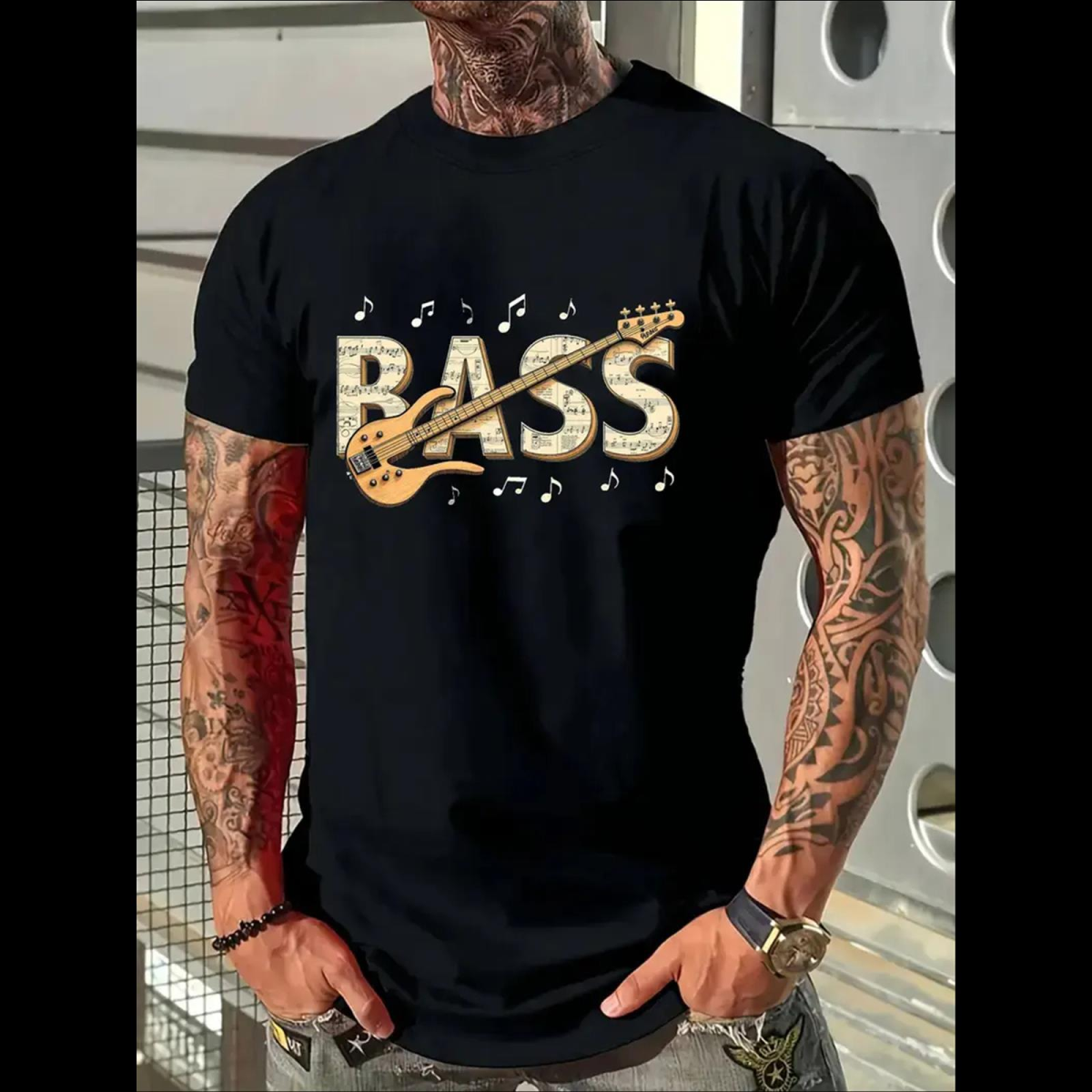 ROCK-HUS T-Shirt BASS in verschiedenen Farben S Schwarz