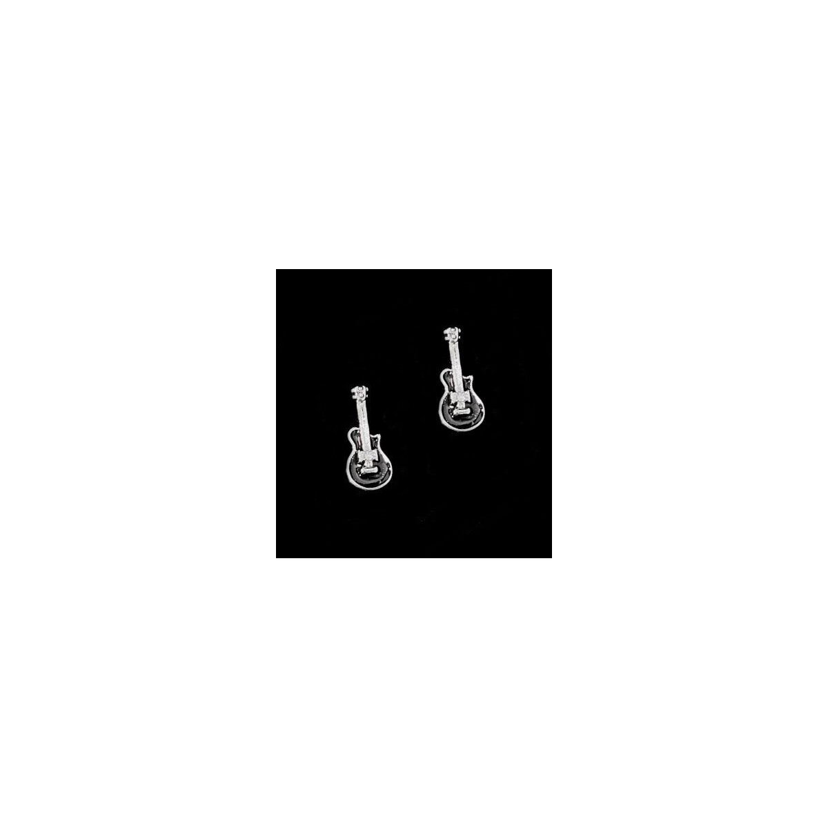 ROCK-HUS Ohrstecker 925er Sterling Silber Gitarre schwarz