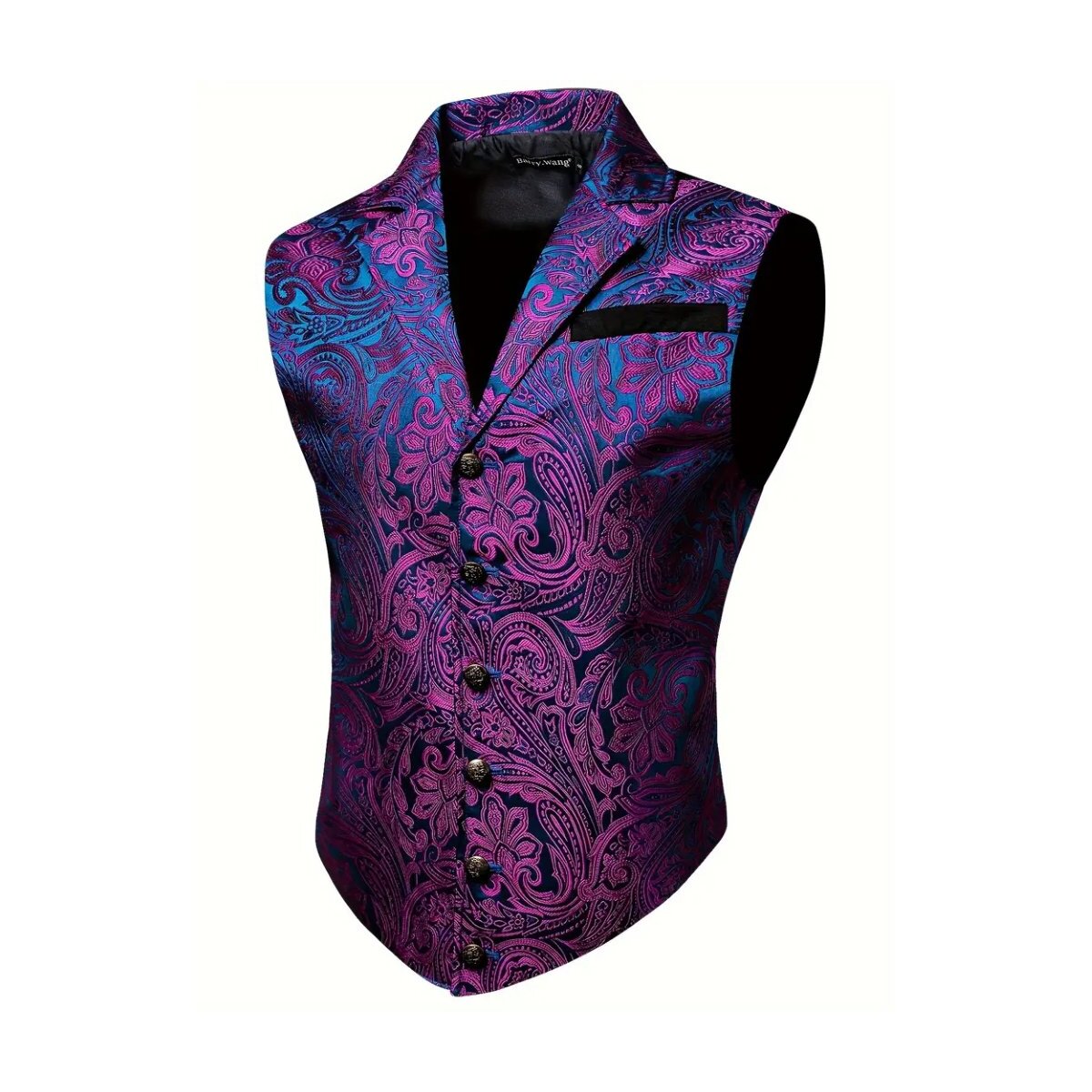 ROCK-HUS Weste victorianischer Jacqard Stil Gothic Steampunk M Lila-Blau