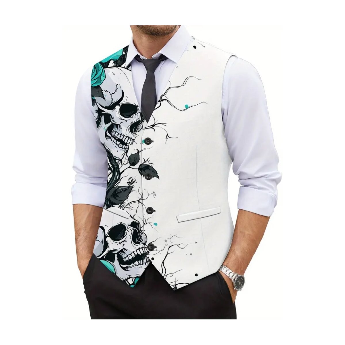 ROCK-HUS Weste Skulls´n Roses XXL Grün