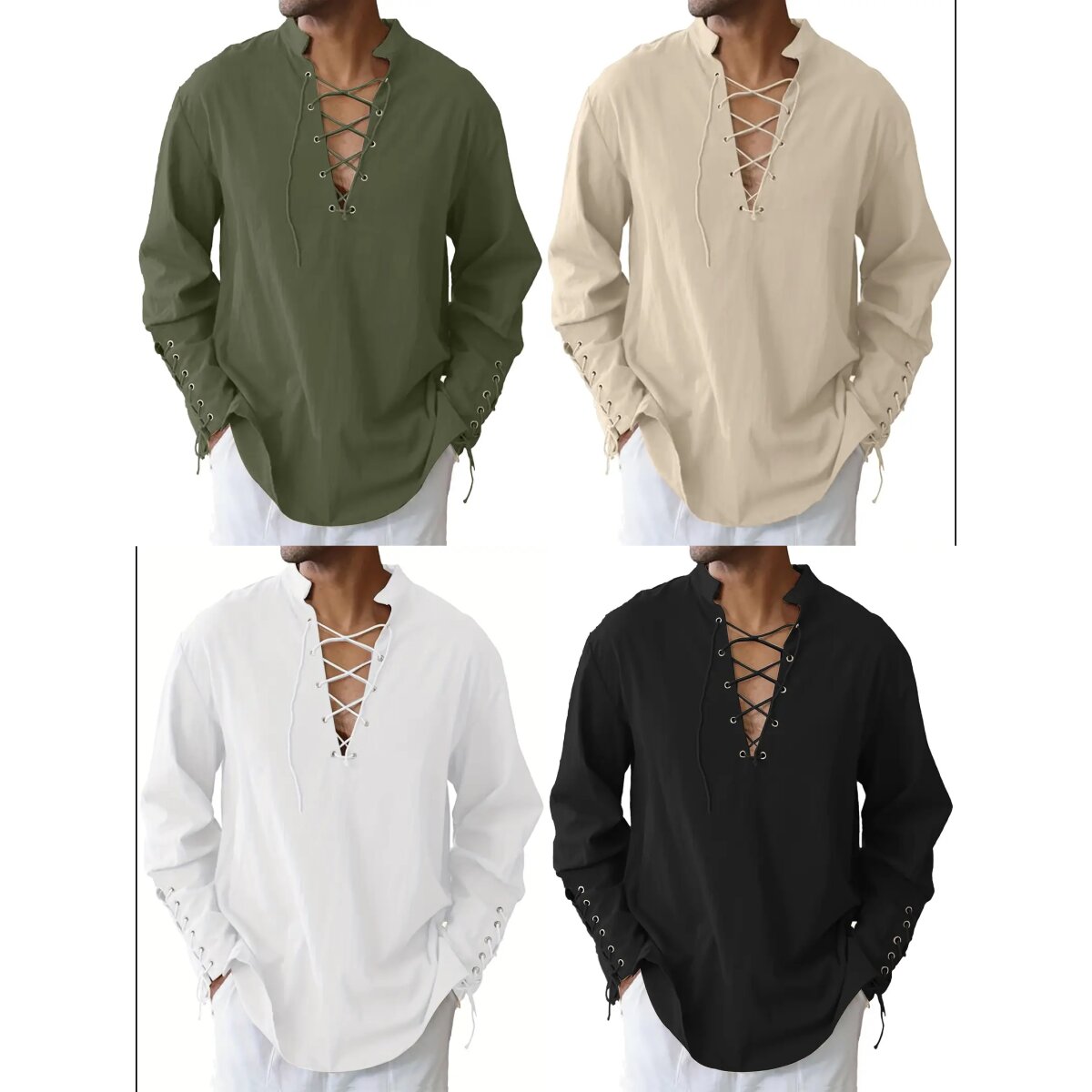 ROCK-HUS Hemd Mittelalter Style mit Schnürungen