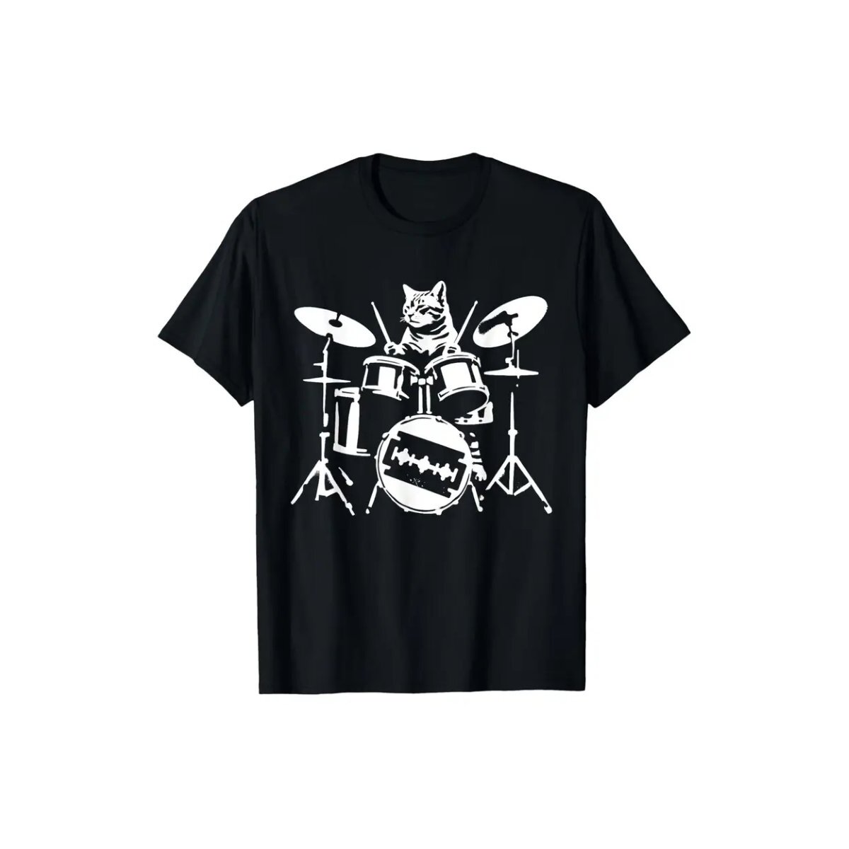 ROCK-HUS T-Shirt Katze am Schlagzeug XXL