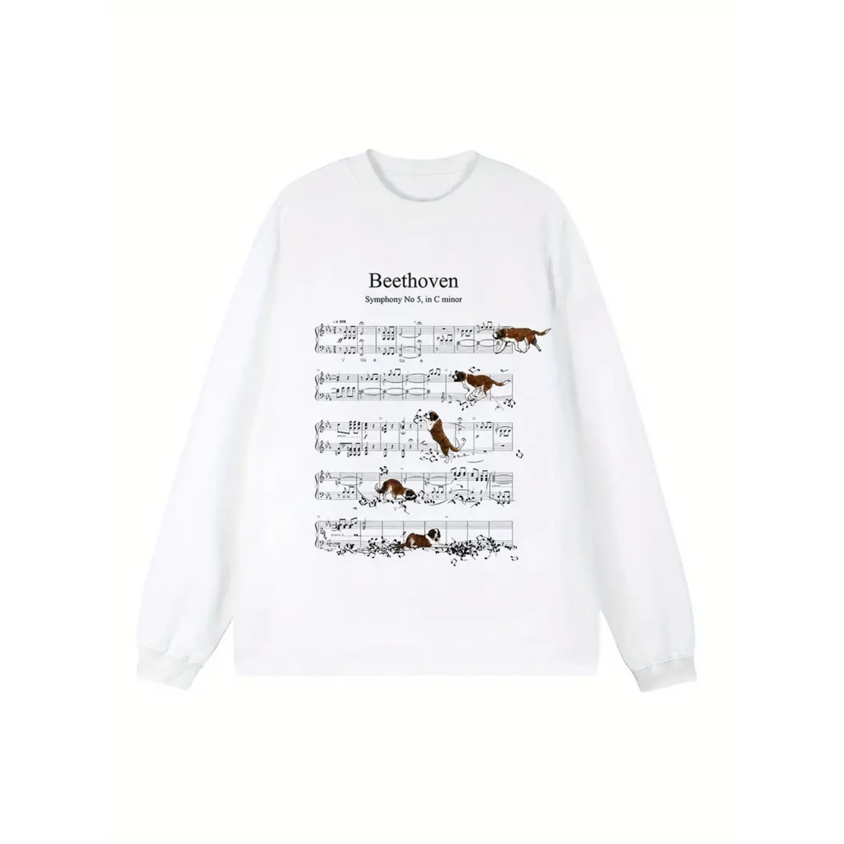 ROCK-HUS Damen Langarmshirt Beethoven Hunde weiss 3XL