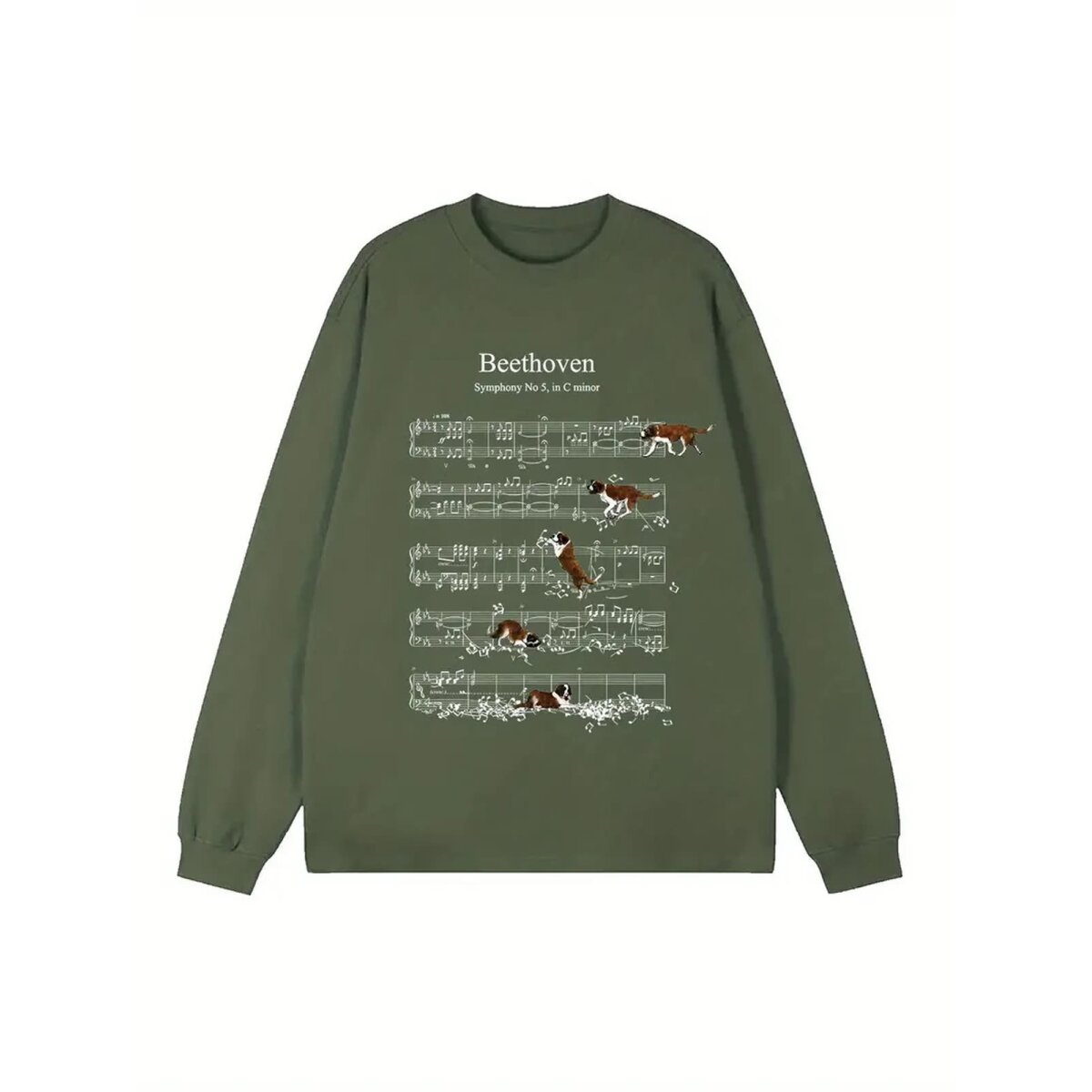 ROCK-HUS Damen Langarmshirt Beethoven Hunde Grün